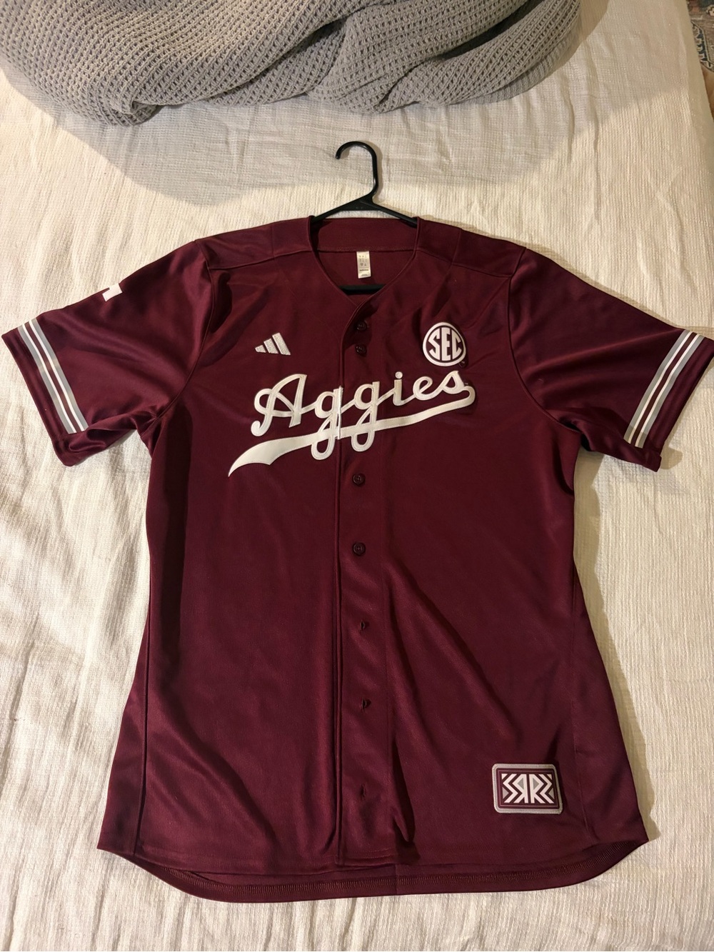 Maroon Adidas Texas A&M
Baseball Jersey "Aggies" w/ SEC
Logo